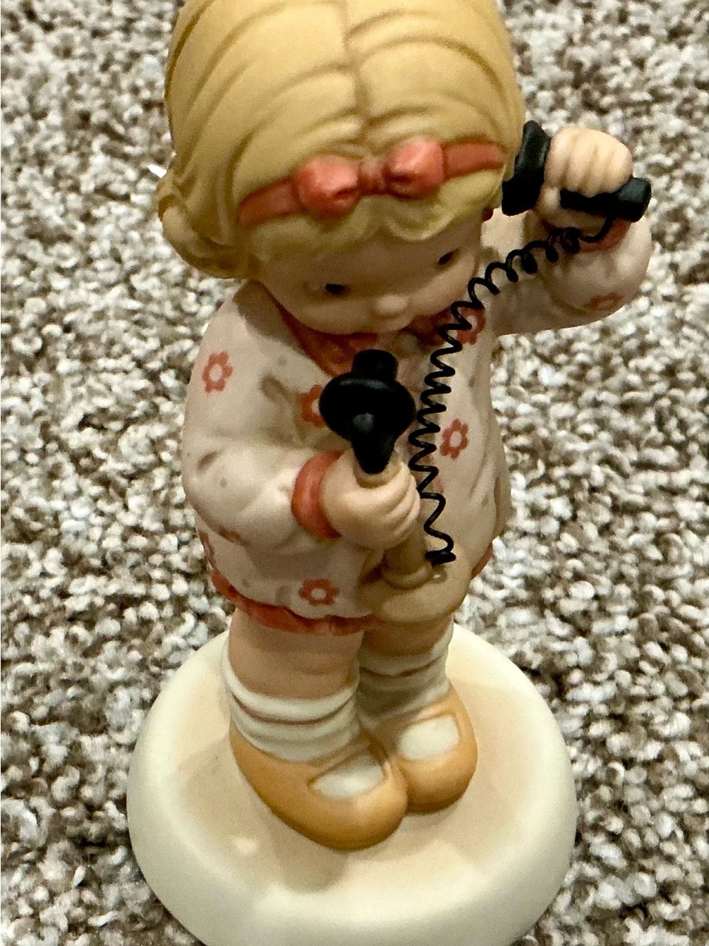 Enesco Cream and Peach Girl with Phone Figurine
